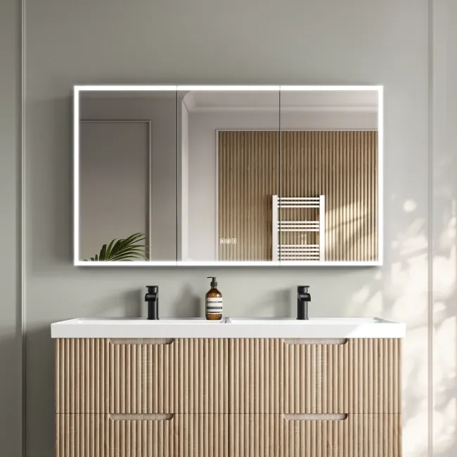 Esme Matt Black Illuminated LED Mirror Cabinet With BLUETOOTH Speaker 700x1200mm