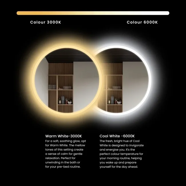 Esme Battery Operated Matt Black Illuminated LED Mirror Cabinet 700x600mm