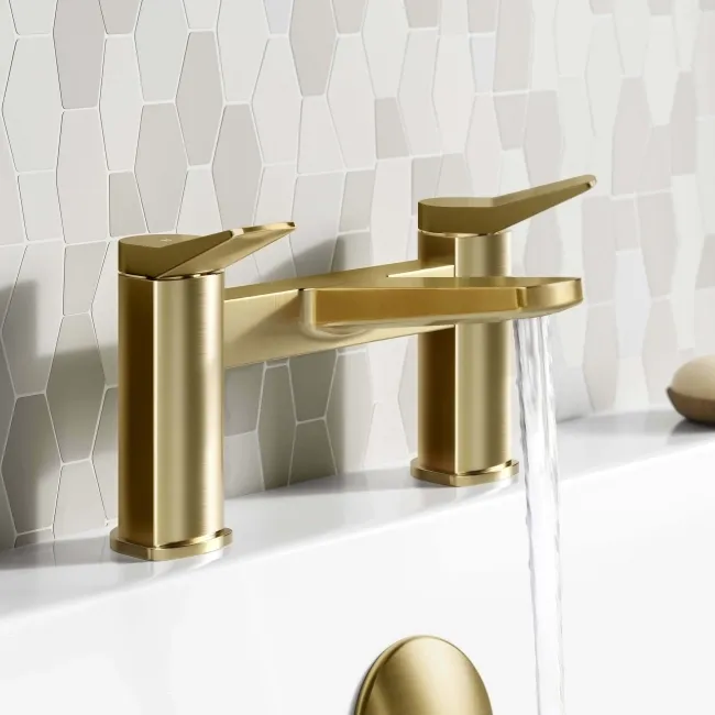 Aire Brushed Brass Basin & Bath Mixer Tap Set