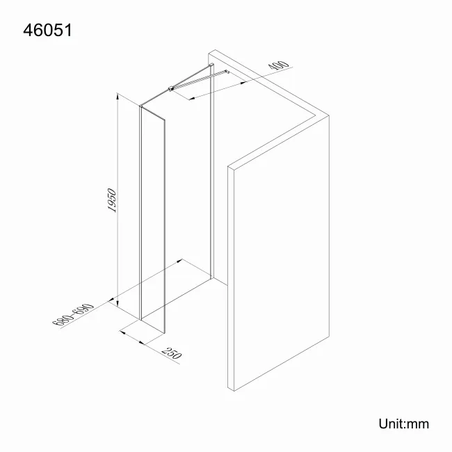 Copenhagen Easy Clean 8mm Wet Room Shower Glass 700mm & 250mm Return Panel