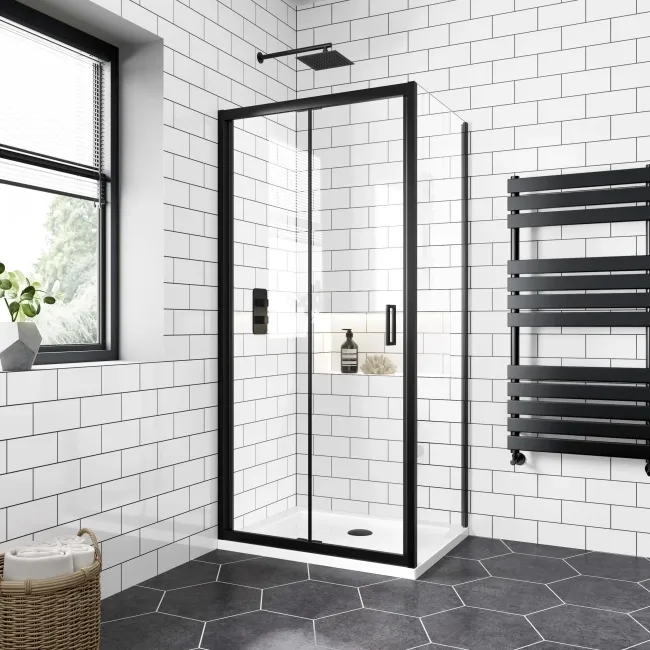 London Matt Black 6mm Bifold Shower Enclosure 900x700mm
