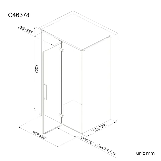 Helsinki Brushed Brass Premium Easy Clean 8mm Hinged Shower Enclosure 1000x800mm