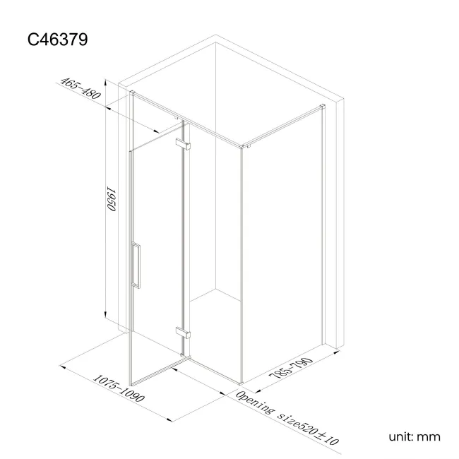 Helsinki Brushed Brass Premium Easy Clean 8mm Hinged Shower Enclosure 1100x800mm