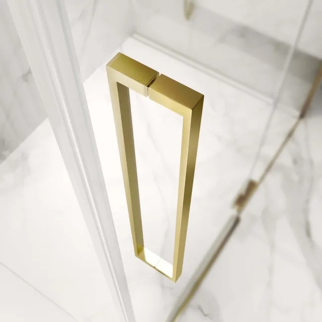 Helsinki Brushed Brass Premium Easy Clean 8mm Hinged Shower Enclosure 1200x900mm
