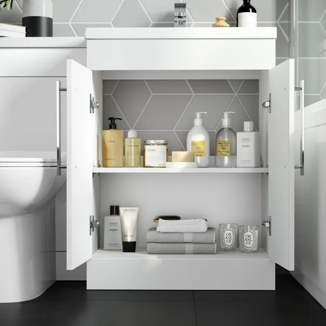 Avon Gloss White Combination Vanity Basin and Aruba Toilet 1100mm - Right Handed