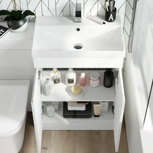 Trent Gloss White Combination Vanity Basin and Aruba Toilet 1100mm