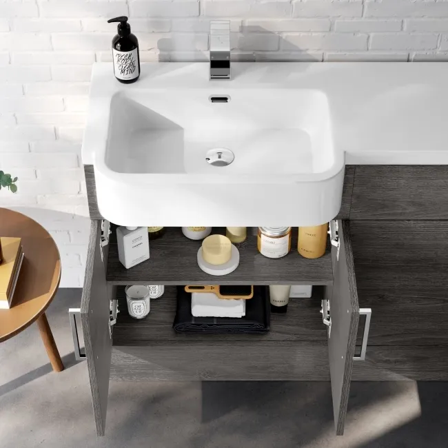Harper Charcoal Elm Combination Vanity Basin and Aruba Toilet 1200mm - Left Handed