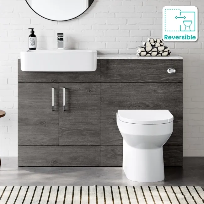 Harper Charcoal Elm Combination Vanity Basin with Marble Top & Miami Toilet 1200mm