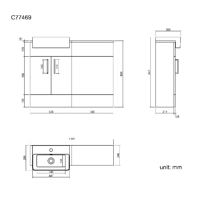 Harper Gloss White Basin Vanity and Back To Wall Toilet Unit 1000mm