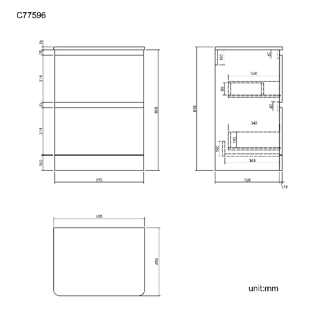 Corsica Storm Grey Drawer 600mm - Excludes Counter Top Basin