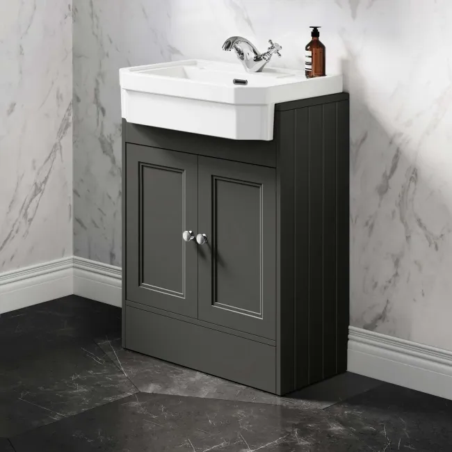 Monaco Graphite Grey Traditional Basin Vanity 600mm