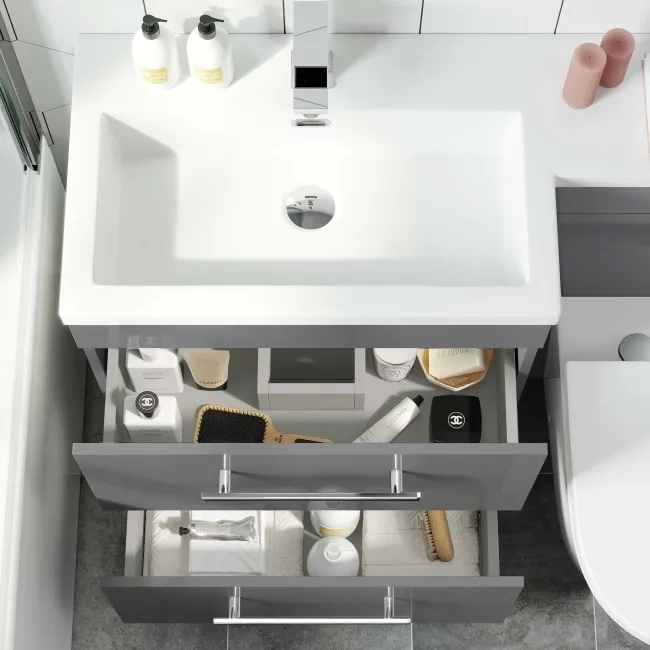 Avon Stone Grey Combination Basin Drawer and Boston Toilet 1100mm - Left Handed