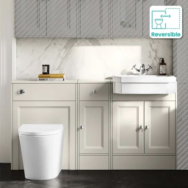 Monaco Chalk White Combination Vanity Traditional Basin and Boston Toilet 1500mm