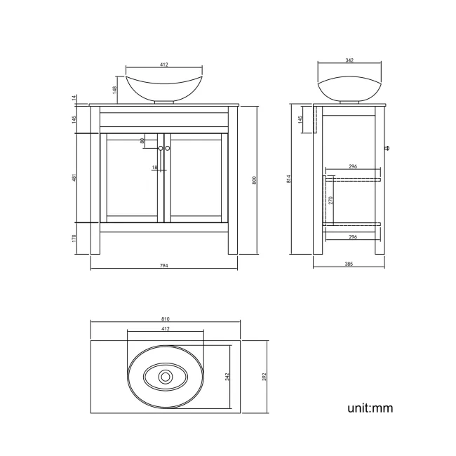 Bermuda Dove Grey Vanity with Oval Counter Top Basin 800mm - Brushed Brass Accents