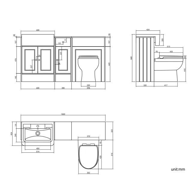Monaco Midnight Green Combination Vanity Traditional Basin and Seattle Toilet 1200mm - Brushed Brass Accents
