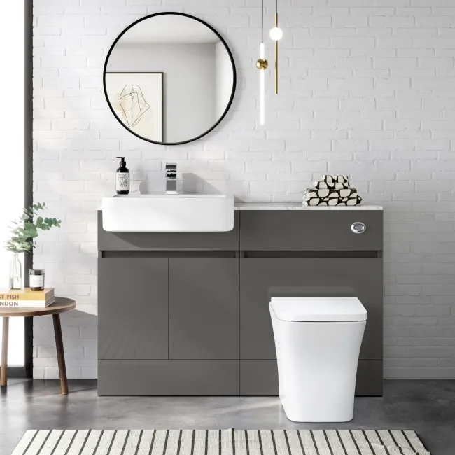 Foster Tungsten Grey Combination Vanity Basin with Marble Top & Houston Toilet 1200mm