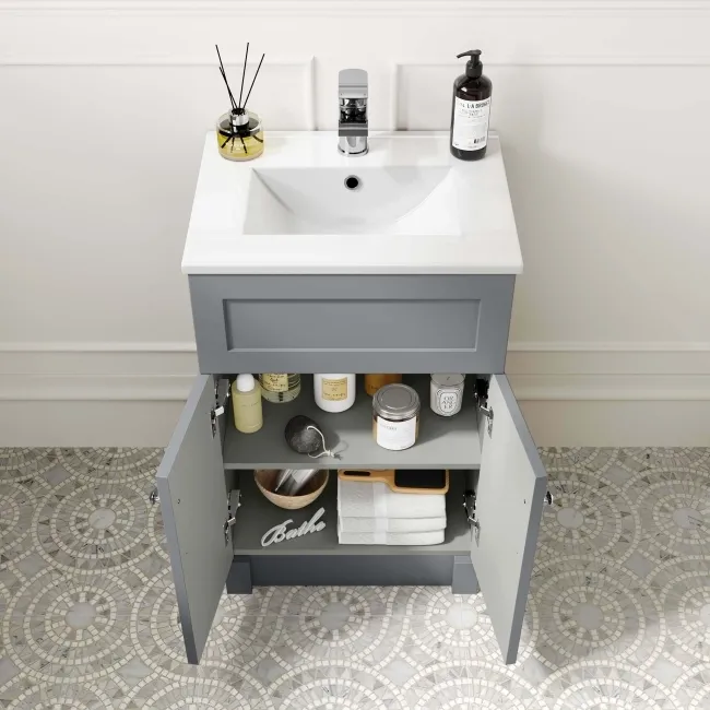 Milos Fog Grey Basin Vanity 500mm - Chrome Handles