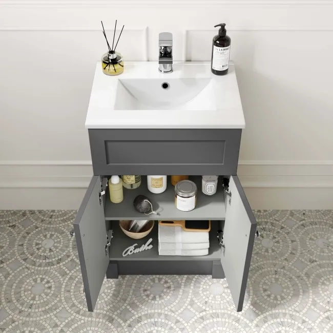 Milos Slate Grey Combination Vanity Basin and Austin Toilet 1000mm - Chrome Handles