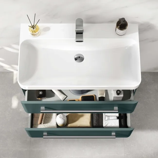 Omaha Mystic Green Wall Hung Basin Drawer Vanity 800mm