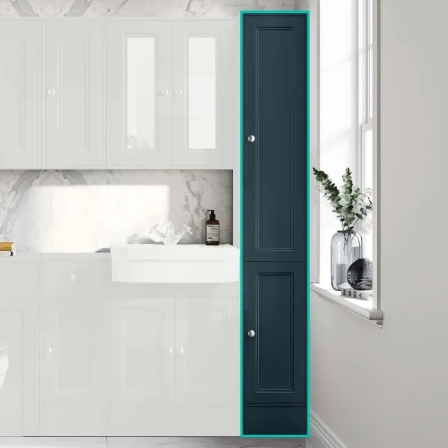 Monaco Inky Blue Floor Standing Tall Cabinet Unit 1900x300mm