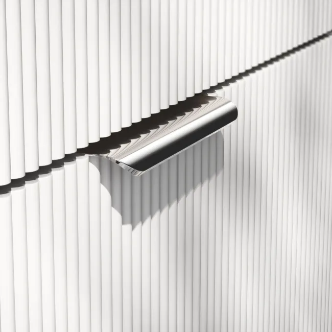 Sicily Fluted Coastal White Side Cabinet Unit 300mm - Chrome Handles