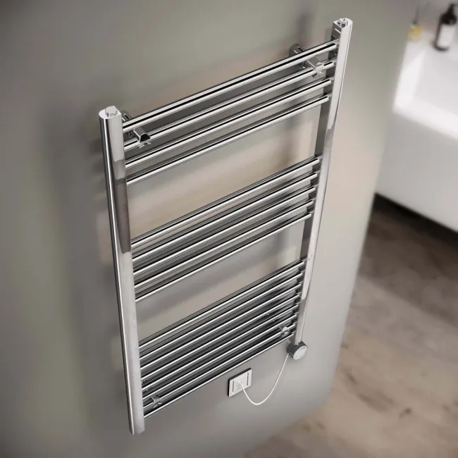Barcelona Electric Chrome Straight Heated Towel Rail 1200x600mm