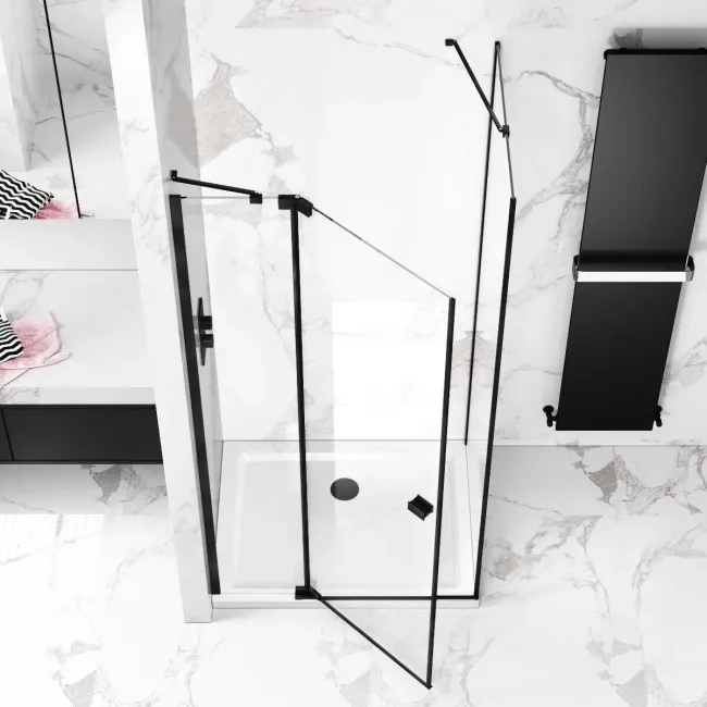 Vienna Matt Black Easy Clean 8mm Hinged Shower Enclosure 1100x800mm