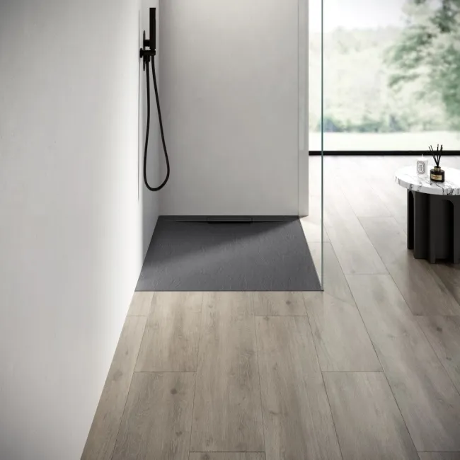 Tokyo Rectangular Matt Grey Slate Texture Stone Shower Tray 1000x700mm
