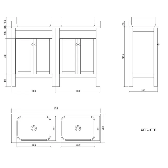 Bermuda Dove Grey Vanity with Marble Top & Curved Counter Top Basin 1200mm