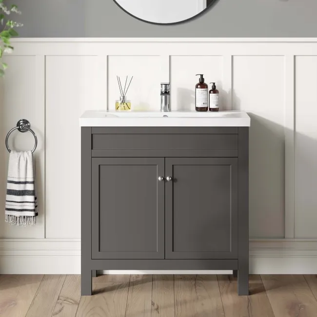 Bermuda Graphite Grey Basin Vanity 800mm