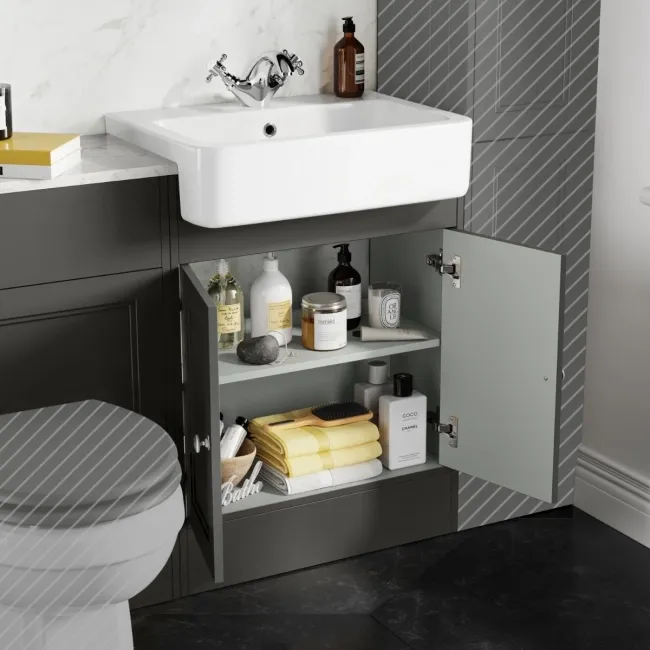 Monaco Graphite Grey Combination Vanity Basin with Marble Top 1200mm (Excludes Pan & Cistern)