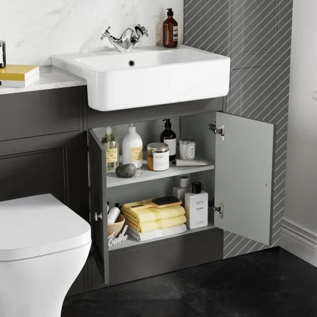 Monaco Graphite Grey Combination Vanity Basin with Marble Top & Atlanta Toilet 1200mm