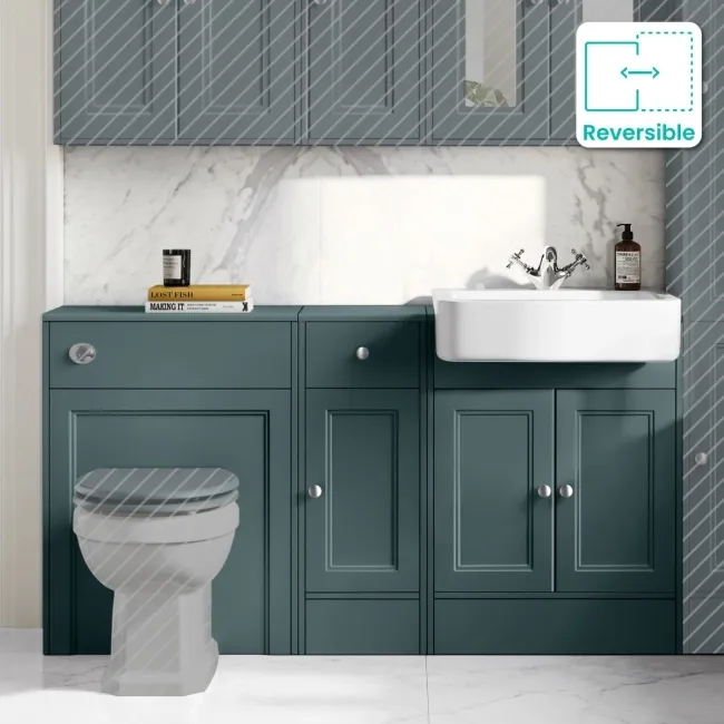 Monaco Midnight Green Basin Vanity and Back To Wall Unit 1500mm (Excludes Pan & Cistern)