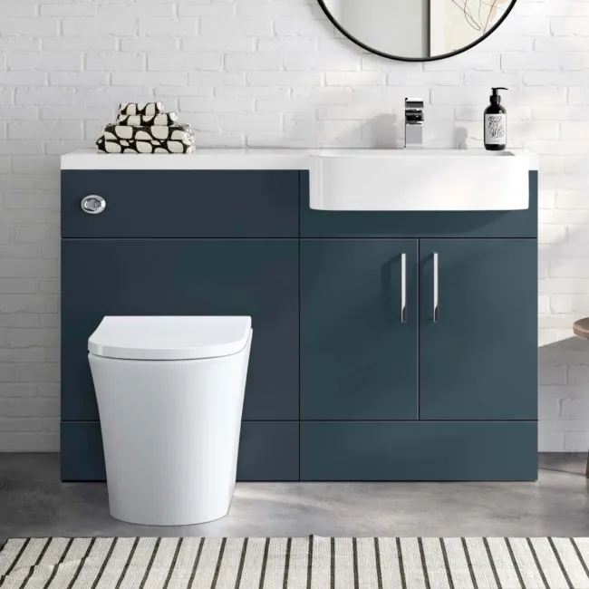 Harper Navy Blue Combination Vanity Basin and Tucson Toilet 1200mm - Right Handed