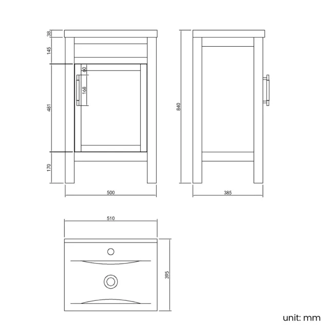 Bermuda Midnight Green Basin Vanity 500mm - Brass Knurled Handles