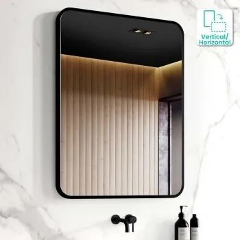 Olivia Black Framed Rectangular Bathroom Mirror 800x600mm
