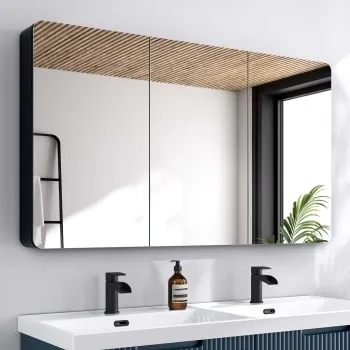 Aurora Matt Black Mirror Cabinet 700x1200mm