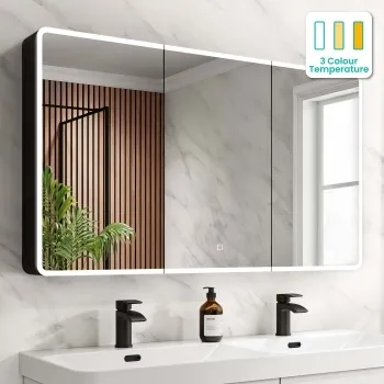 Aurora Matt Black Illuminated LED Mirror Cabinet 700x1200mm