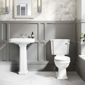Hudson Traditional Close Coupled Toilet & Pedestal Basin Set - Single Tap Hole