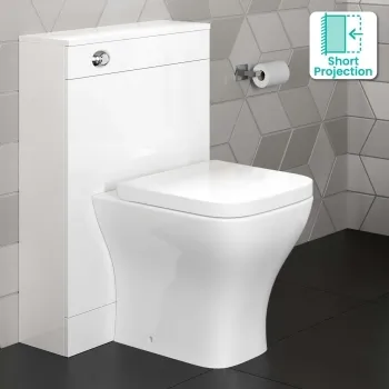 Avon & Trent Gloss White Slimline Back To Wall Unit and Atlanta Toilet