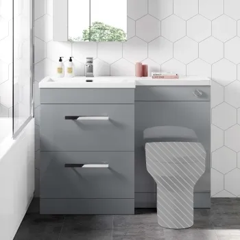 Avon Stone Grey Basin Vanity Drawer and Back To Wall Unit 1100mm - Left Handed