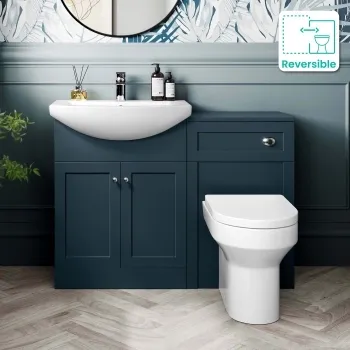 Capri Navy Blue Combination Vanity Basin and Denver Toilet 1150mm - Chrome Handles