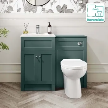 Milos Mystic Green Combination Vanity Basin and Austin Toilet 1000mm - Chrome Handles
