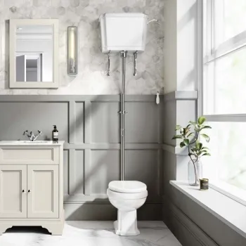 Hudson Traditional Toilet With High-level Cistern And Soft Close Seat