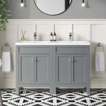 Bermuda Dove Grey Double Basin Vanity 1200mm