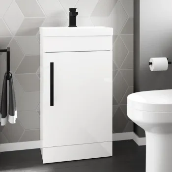 Avon Gloss White Basin Vanity 450mm - Black Accents