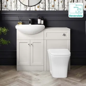 Capri Cotton White Combination Vanity Basin and Houston Toilet 1050mm - Chrome Handles