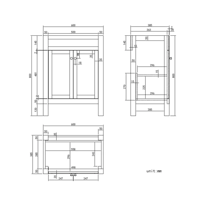 Bermuda Dove Grey Cabinet with Marble Top 600mm Excludes Counter Top Basin - Brushed Brass Accents