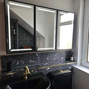 Mia Black Framed Illuminated LED Mirror Cabinet 710x1200mm