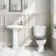 Hudson Traditional Toilet With Dove Grey Seat & Pedestal Basin Set - Double Tap Hole